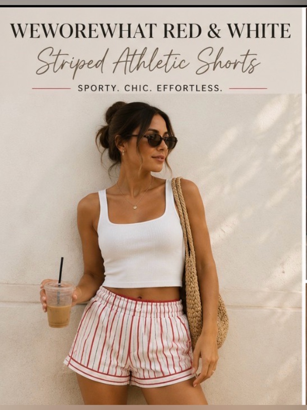 WeWoreWhat Red & White Striped Athletic Shorts